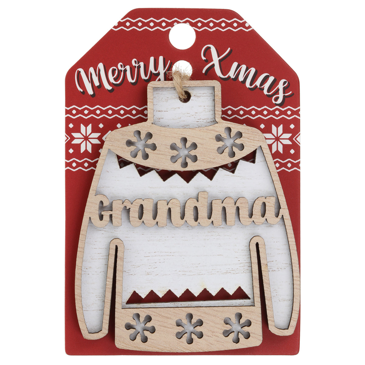 JU008 - Wooden Christmas Jumper Decoration-Grandma