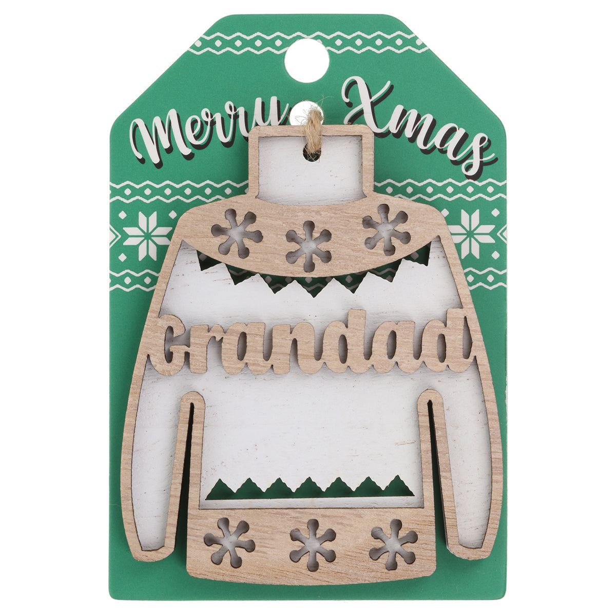 JU009 - Wooden Christmas Jumper Decoration-Grandad