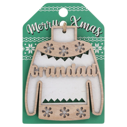 JU009 - Wooden Christmas Jumper Decoration-Grandad