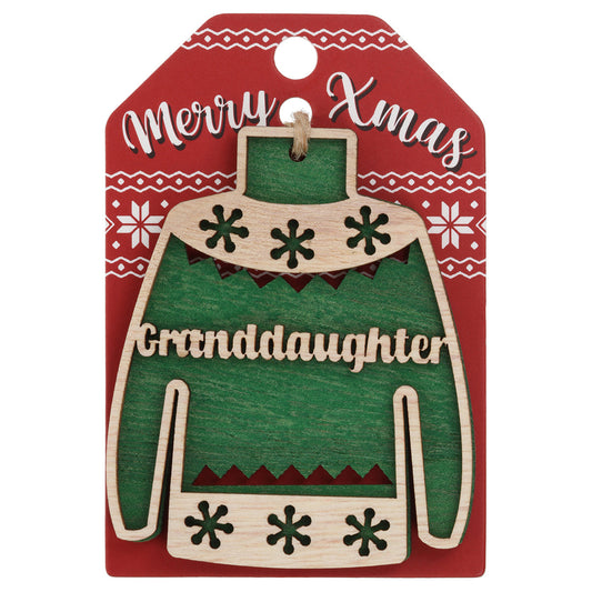 Wooden Christmas Jumper Decoration-Granddaughter