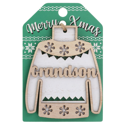 Wooden Christmas Jumper Decoration-Grandson