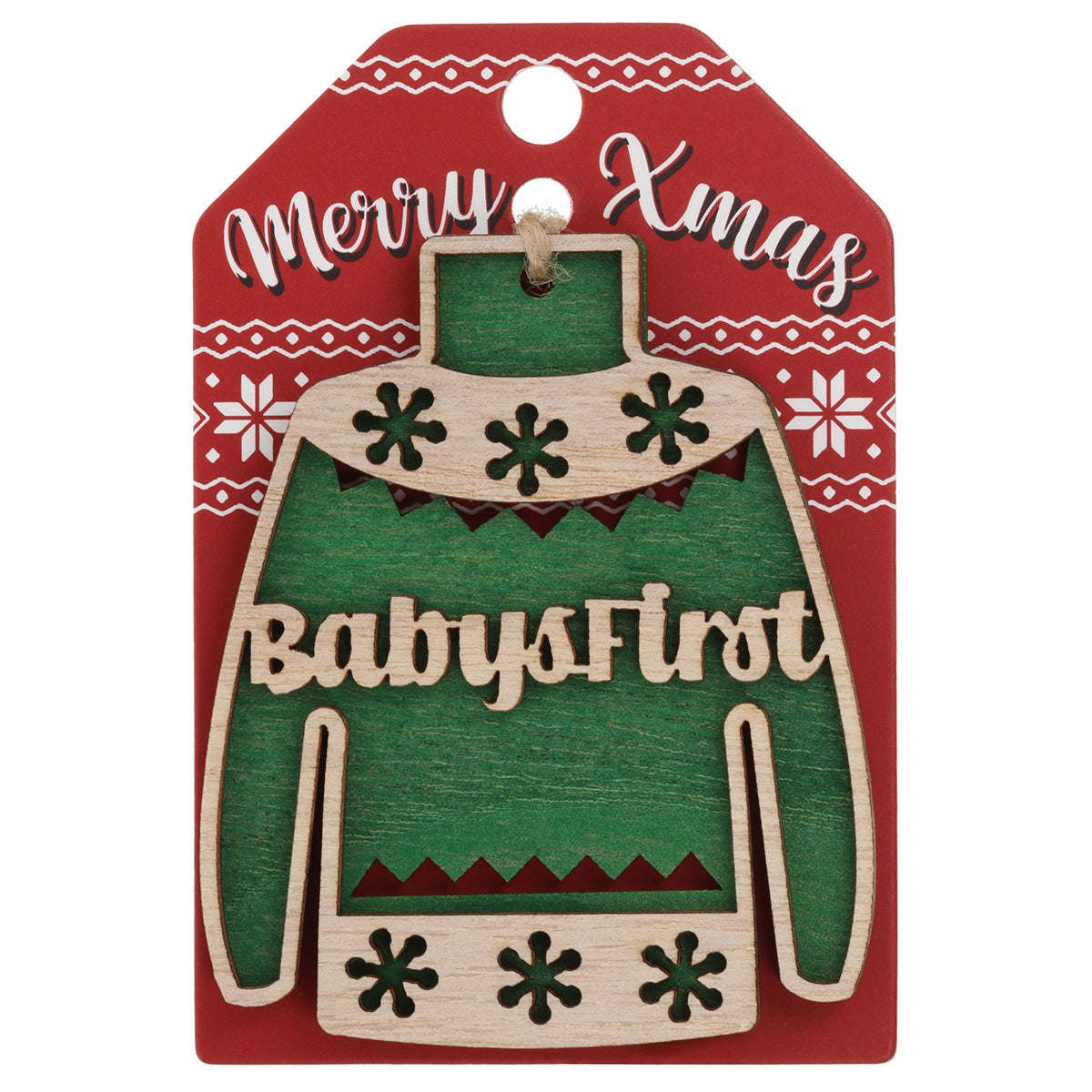 JU012 - Wooden Christmas Jumper Decoration-Babys First