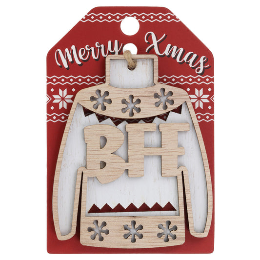 JU014 - Wooden Christmas Jumper Decoration-BFF