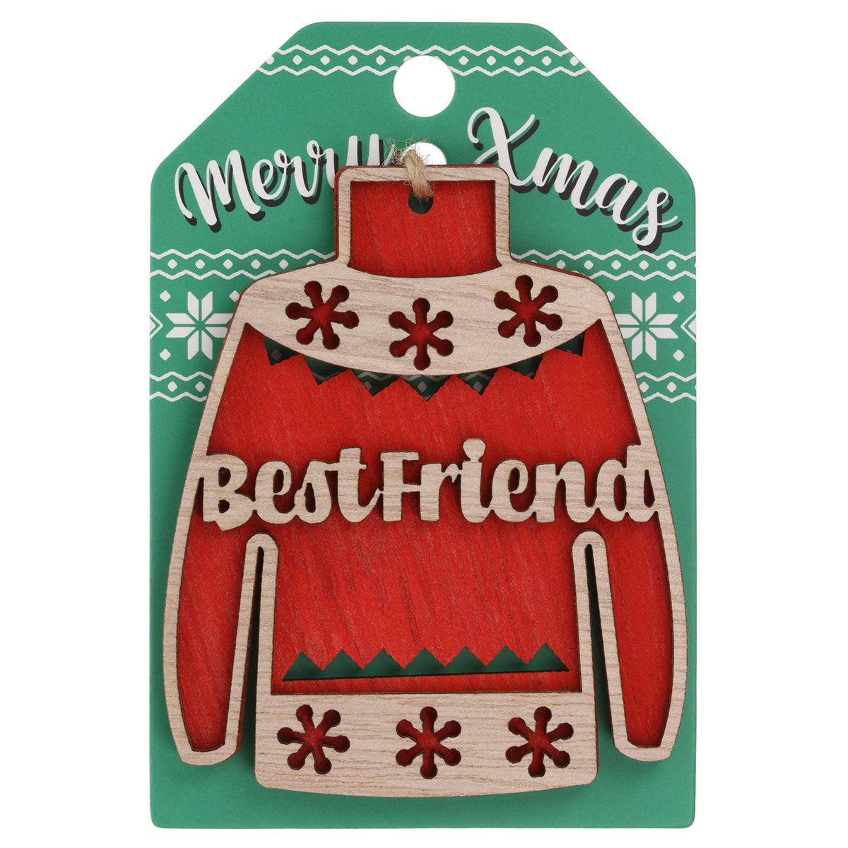 JU015 - Wooden Christmas Jumper Decoration-Best Friend