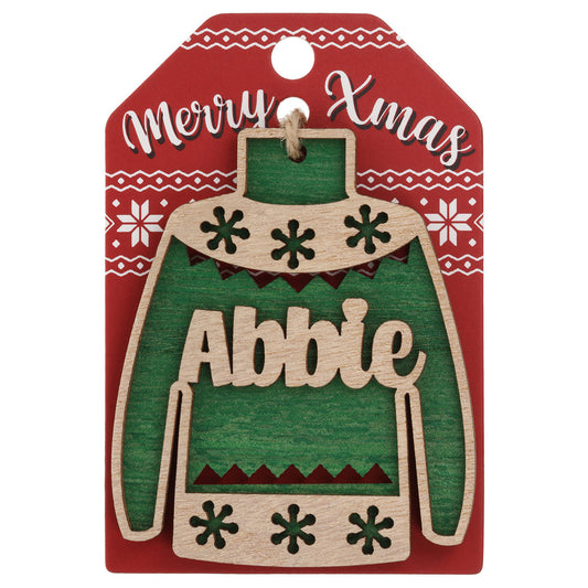 JU020 - Wooden Christmas Jumper Decoration-Abbie