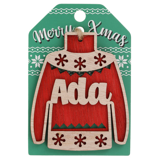 JU021 - Wooden Christmas Jumper Decoration-Ada