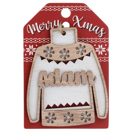 Wooden Christmas Jumper Decoration-Adam