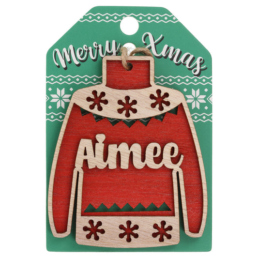 JU023 - Wooden Christmas Jumper Decoration-Aimee