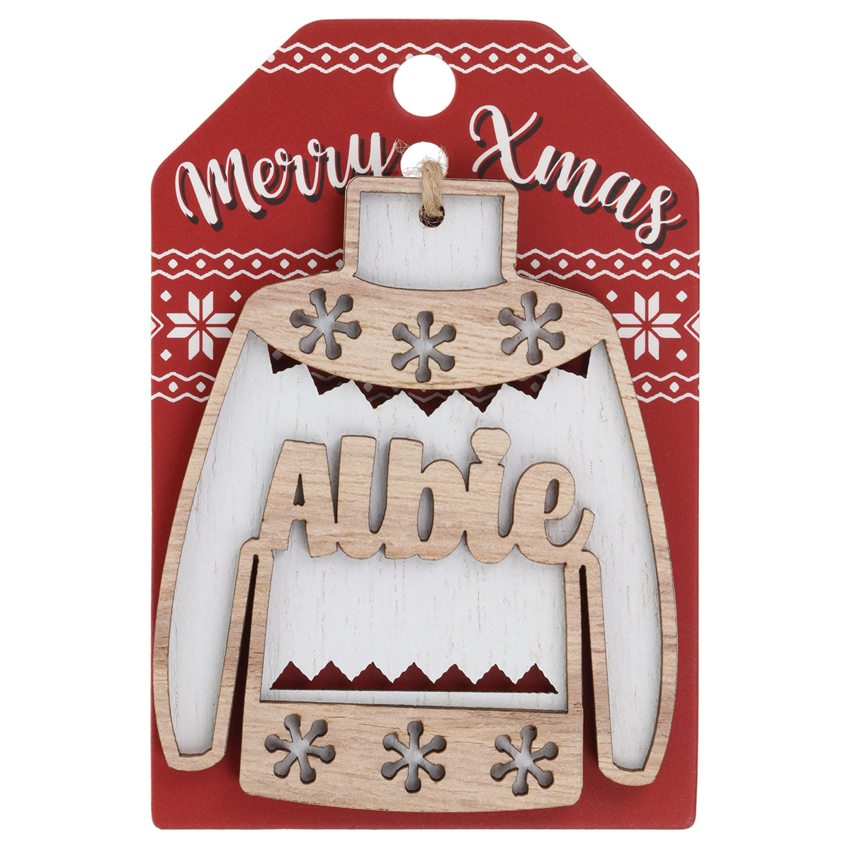 Wooden Christmas Jumper Decoration-Albie