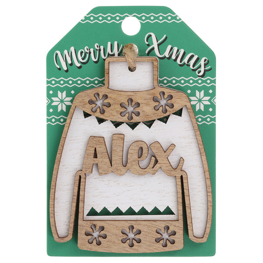 Wooden Christmas Jumper Decoration-Alex