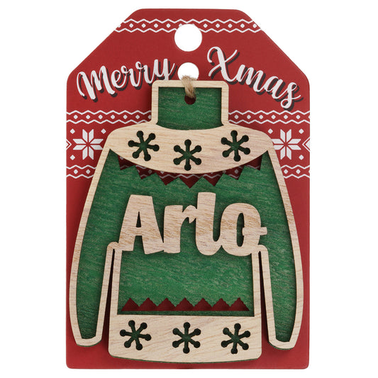 JU034 - Wooden Christmas Jumper Decoration-Arlo