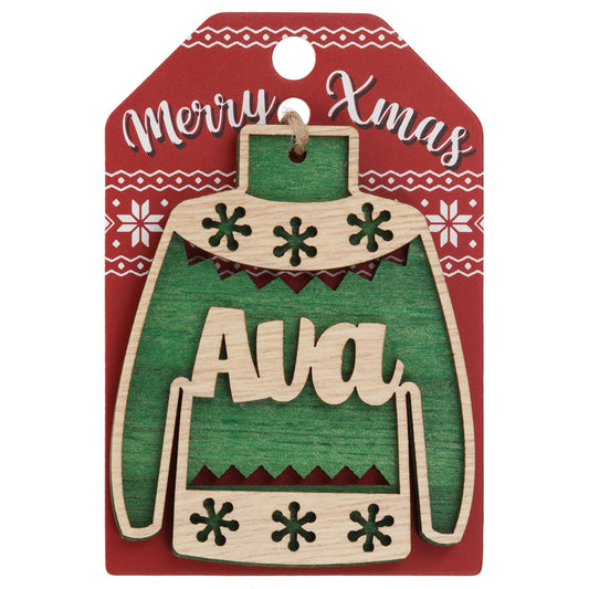 JU036 - Wooden Christmas Jumper Decoration-Ava