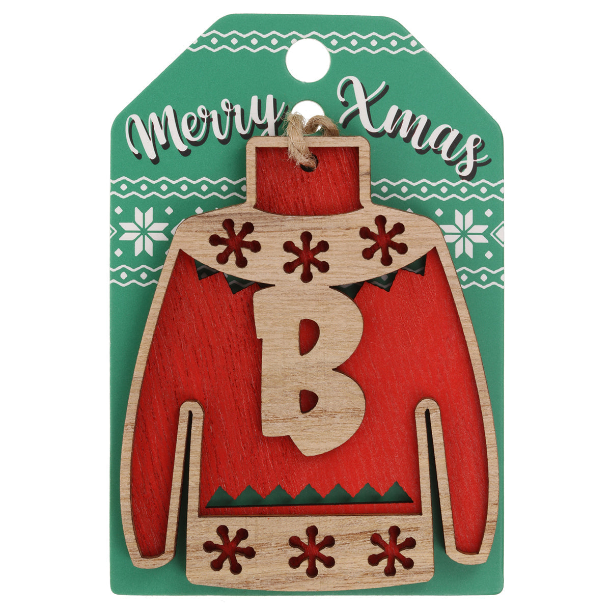JU037 - Wooden Christmas Jumper Decoration-B