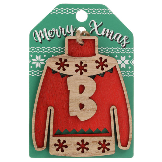 JU037 - Wooden Christmas Jumper Decoration-B