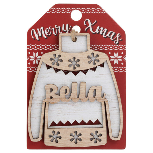 Wooden Christmas Jumper Decoration-Bella