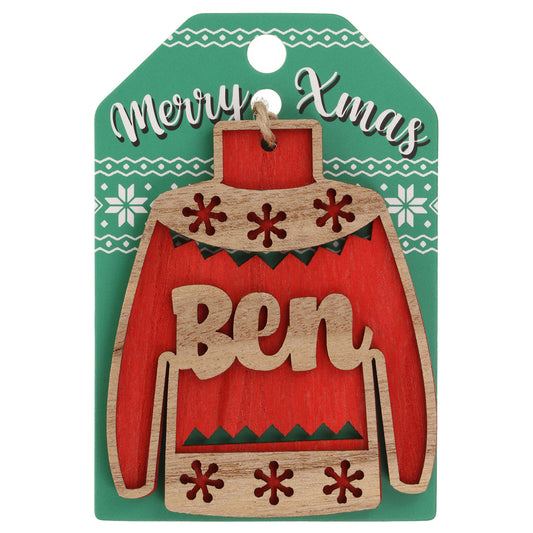 JU039 - Wooden Christmas Jumper Decoration-Ben