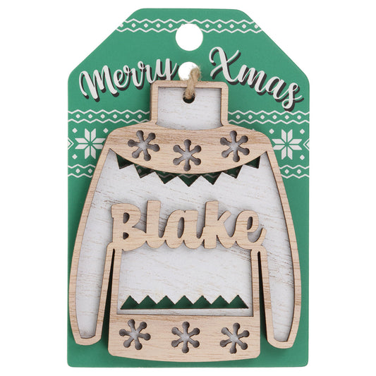 JU041 - Wooden Christmas Jumper Decoration-Blake