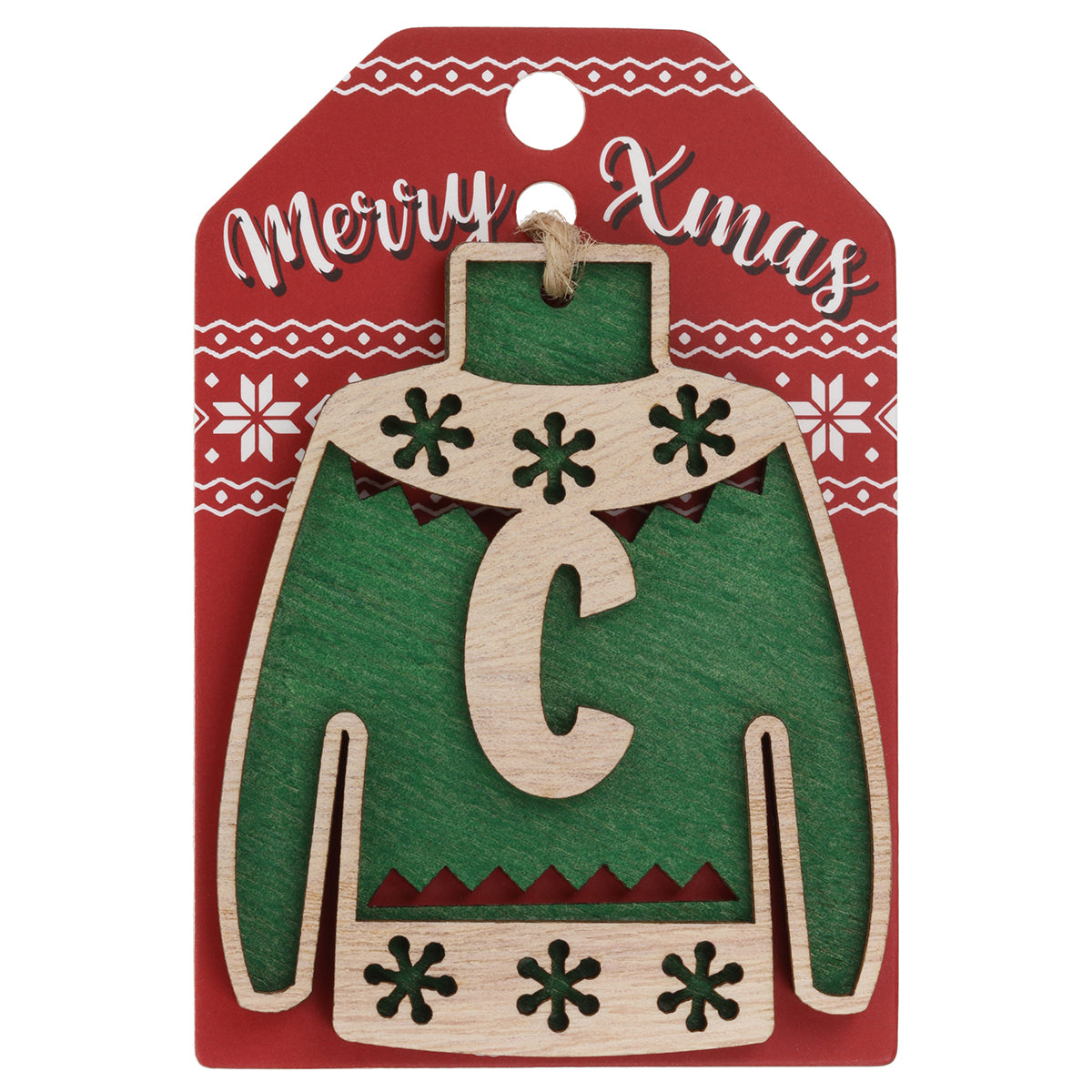 JU042 - Wooden Christmas Jumper Decoration-C