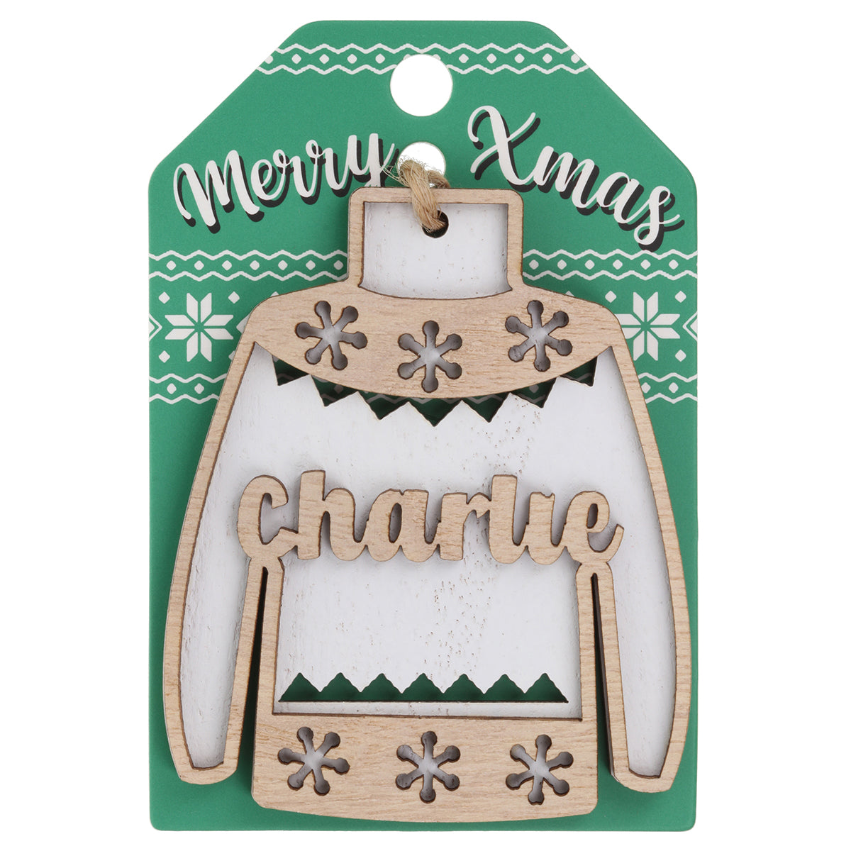 JU043 - Wooden Christmas Jumper Decoration-Charlie
