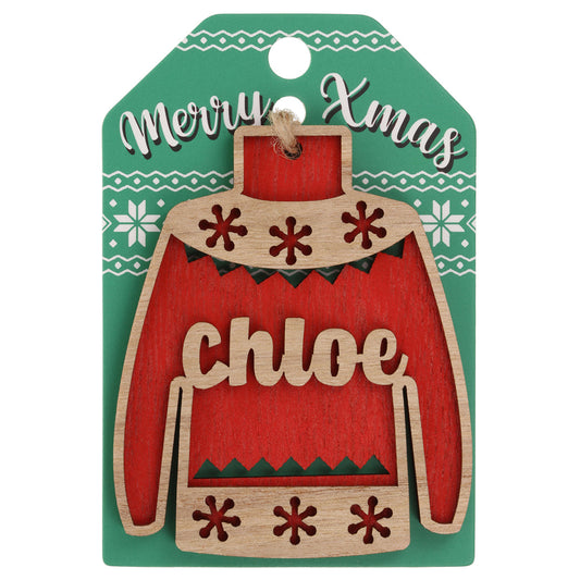 JU045 - Wooden Christmas Jumper Decoration-Chloe