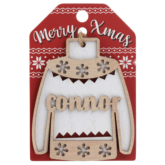 JU046 - Wooden Christmas Jumper Decoration-Connor