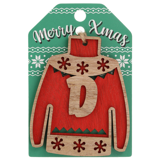 JU047 - Wooden Christmas Jumper Decoration-D