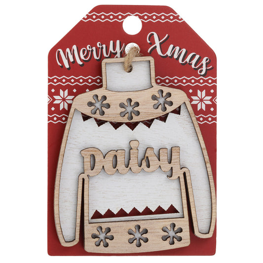 JU048 - Wooden Christmas Jumper Decoration-Daisy