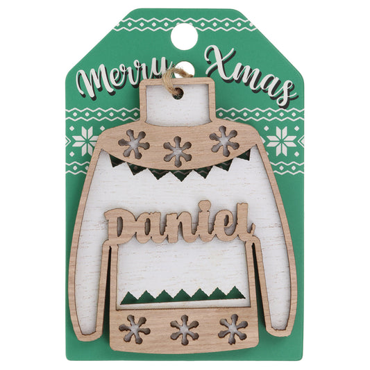 Wooden Christmas Jumper Decoration-Daniel