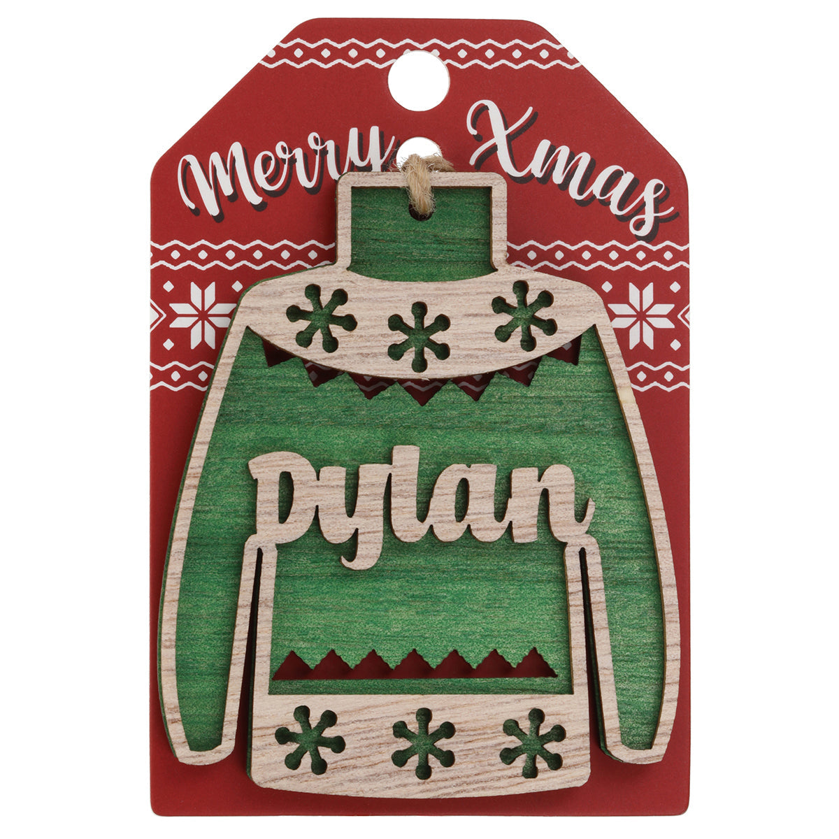 JU050 - Wooden Christmas Jumper Decoration-Dylan