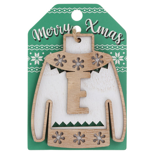 Wooden Christmas Jumper Decoration-E