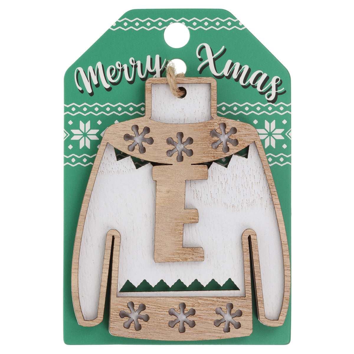 JU051 - Wooden Christmas Jumper Decoration-E