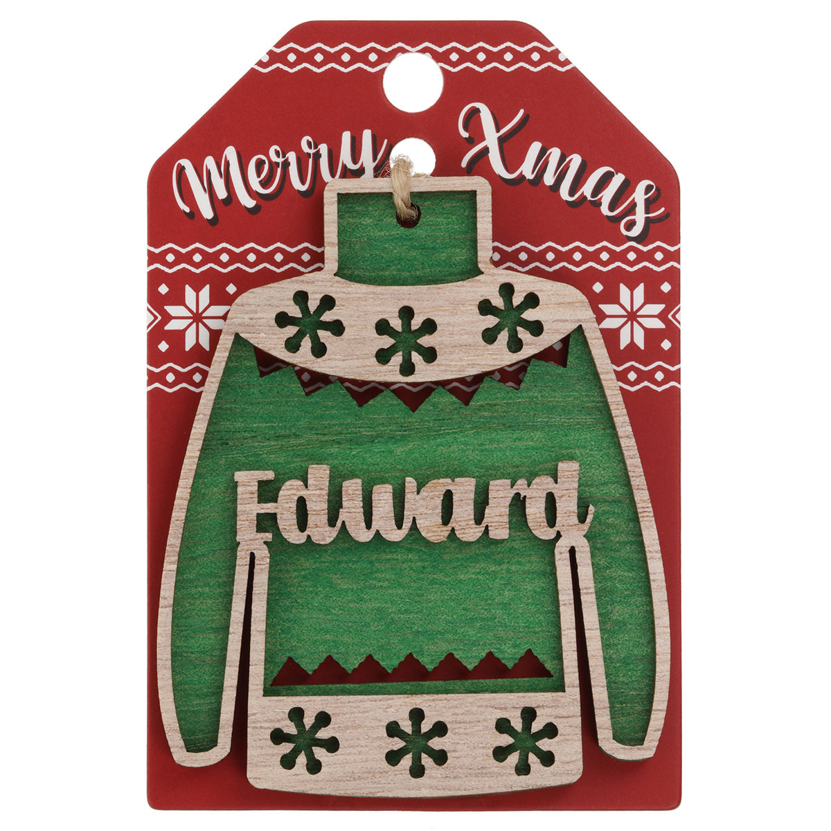 JU052 - Wooden Christmas Jumper Decoration-Edward