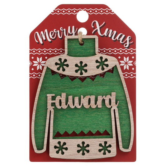 Wooden Christmas Jumper Decoration-Edward