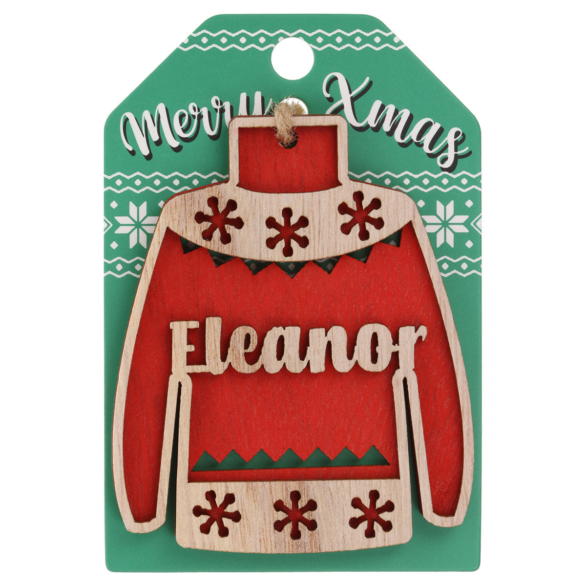 JU053 - Wooden Christmas Jumper Decoration-Eleanor