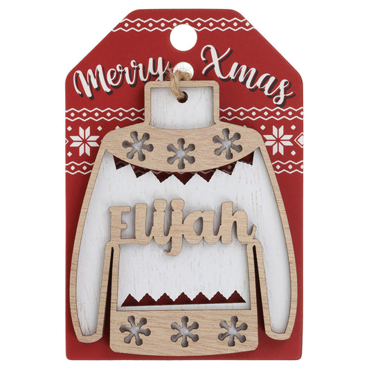 Wooden Christmas Jumper Decoration-Elijah