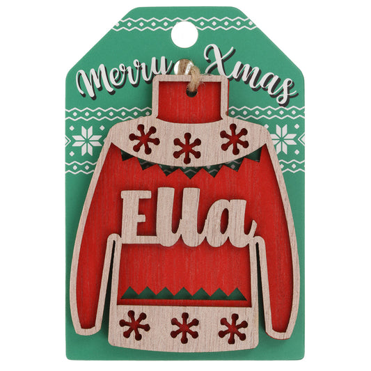 Wooden Christmas Jumper Decoration-Ella