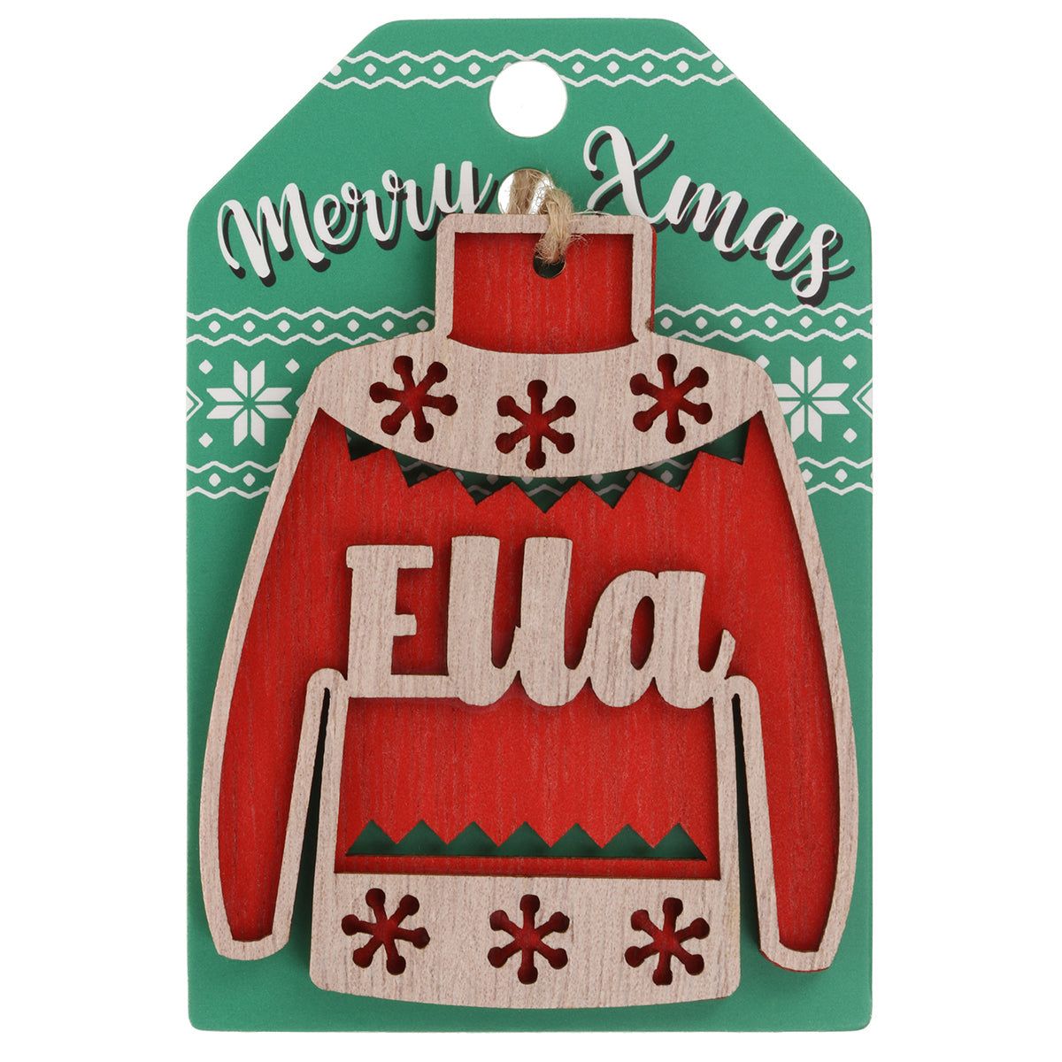 JU055 - Wooden Christmas Jumper Decoration-Ella