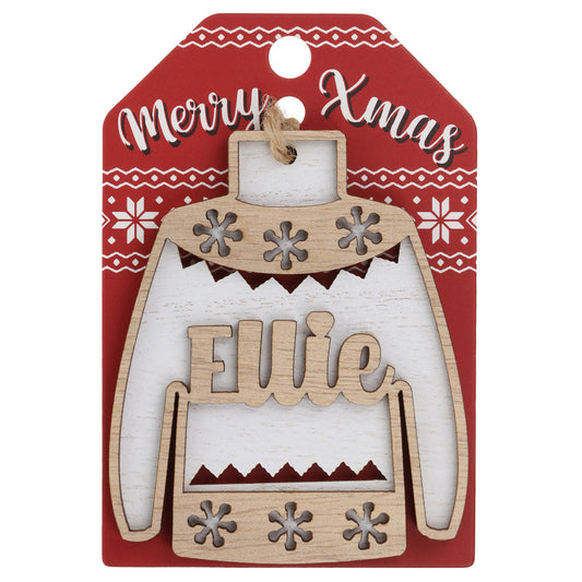 Wooden Christmas Jumper Decoration-Ellie