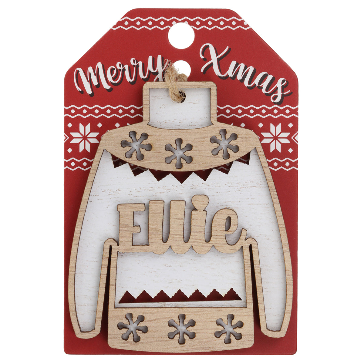 JU056 - Wooden Christmas Jumper Decoration-Ellie