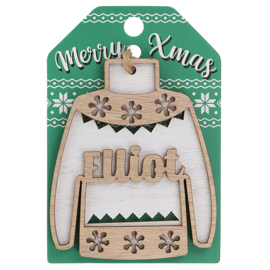 Wooden Christmas Jumper Decoration-Elliot