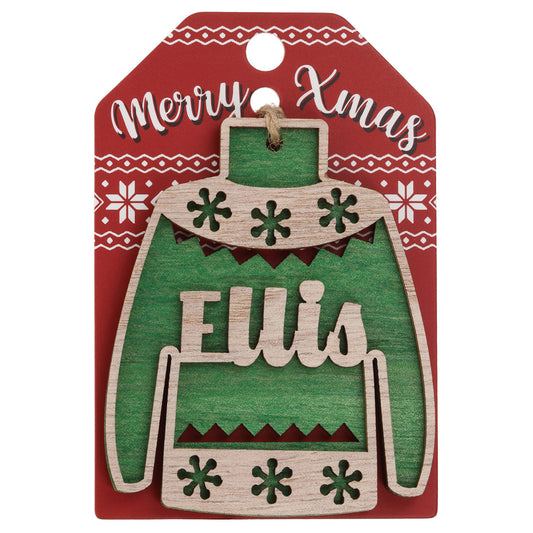 Wooden Christmas Jumper Decoration-Ellis