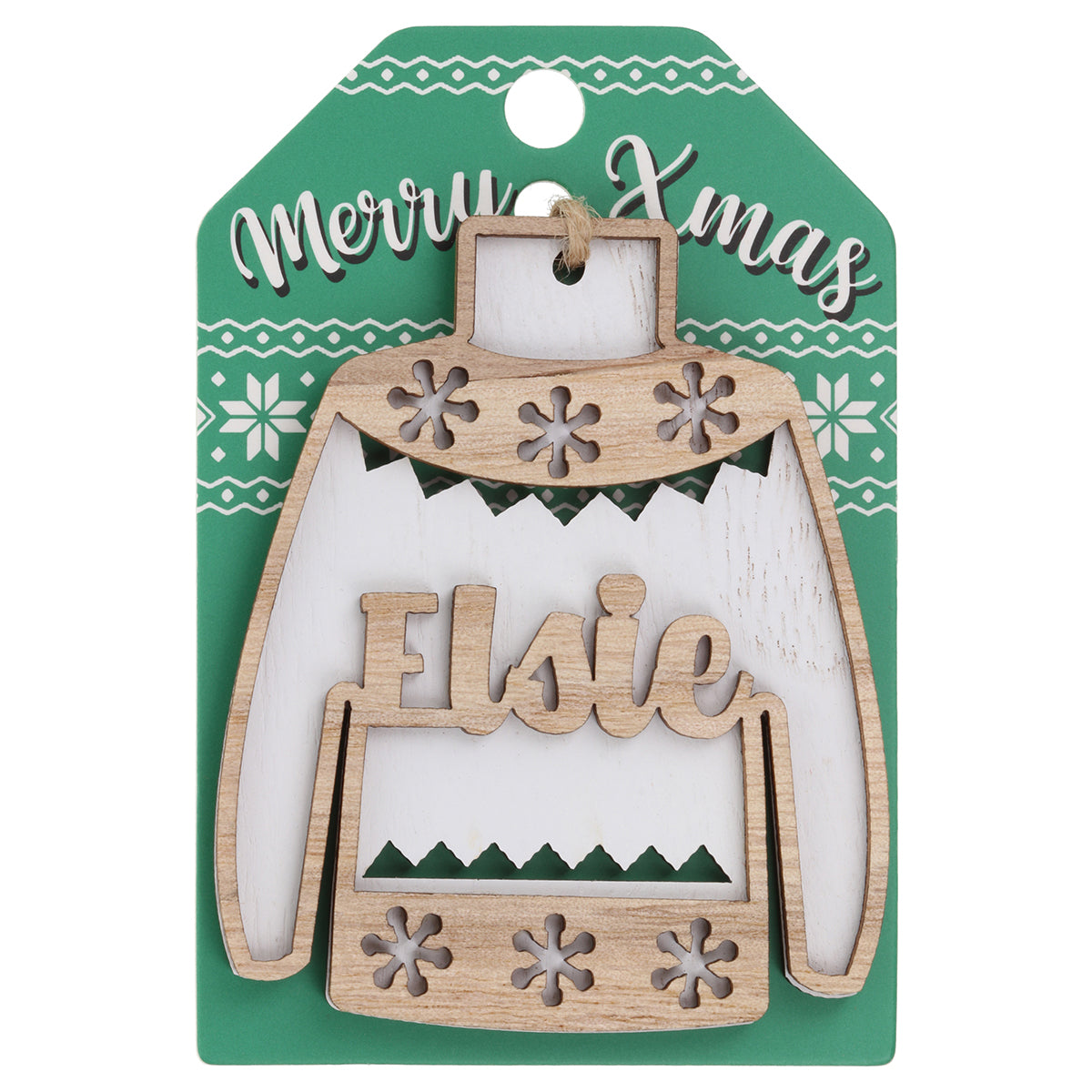 JU059 - Wooden Christmas Jumper Decoration-Elsie