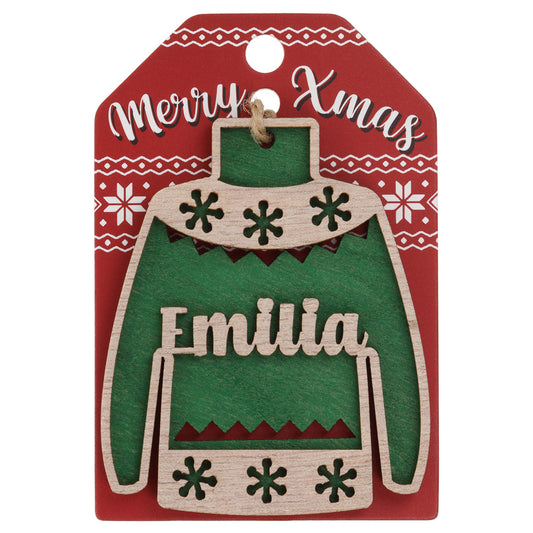 Wooden Christmas Jumper Decoration-Emilia