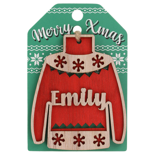 Wooden Christmas Jumper Decoration-Emily