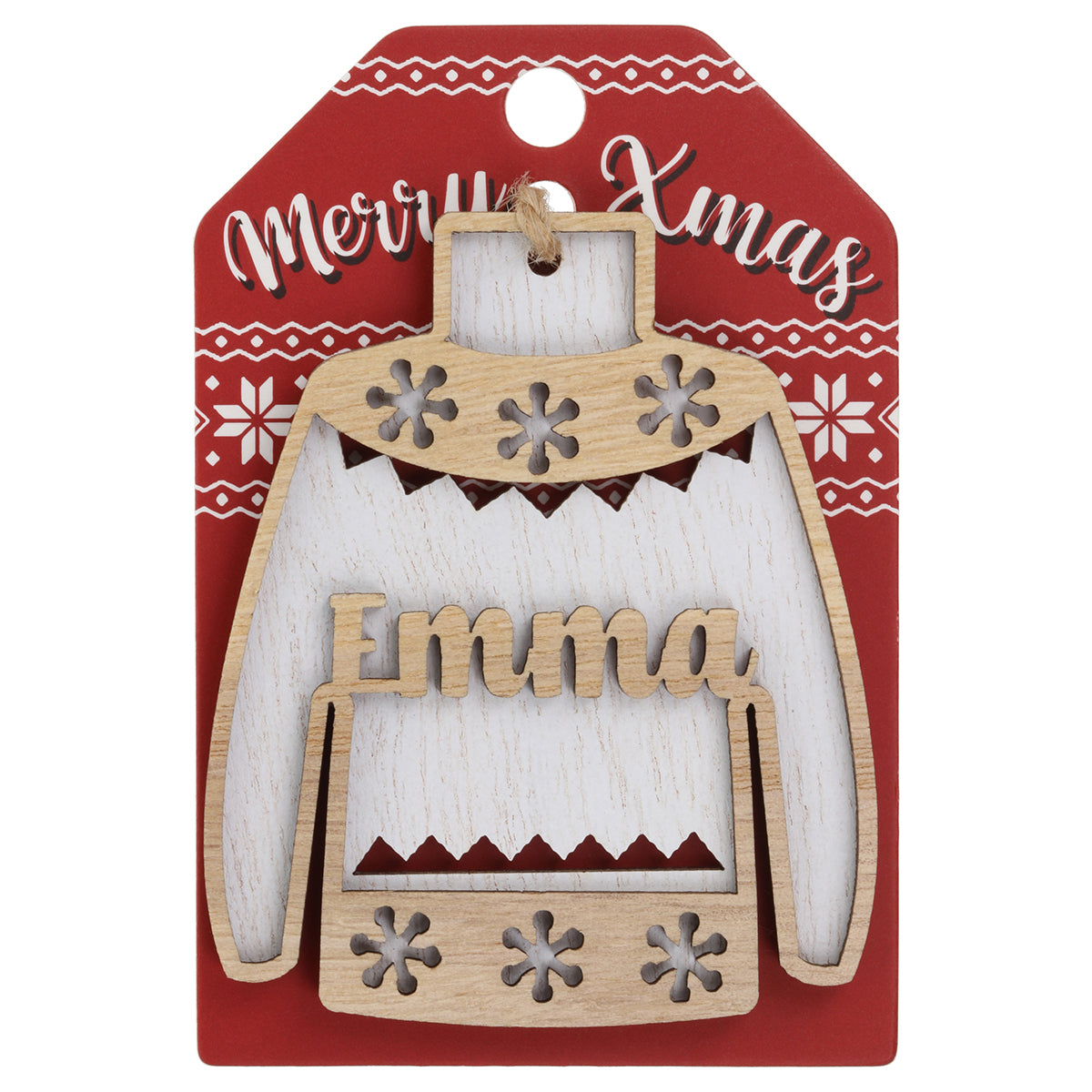 JU062 - Wooden Christmas Jumper Decoration-Emma