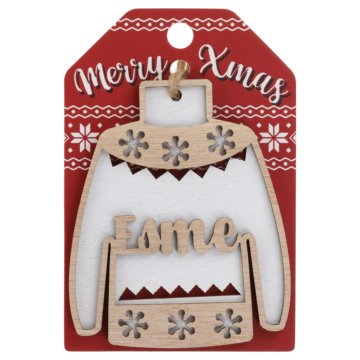 JU064 - Wooden Christmas Jumper Decoration-Esme