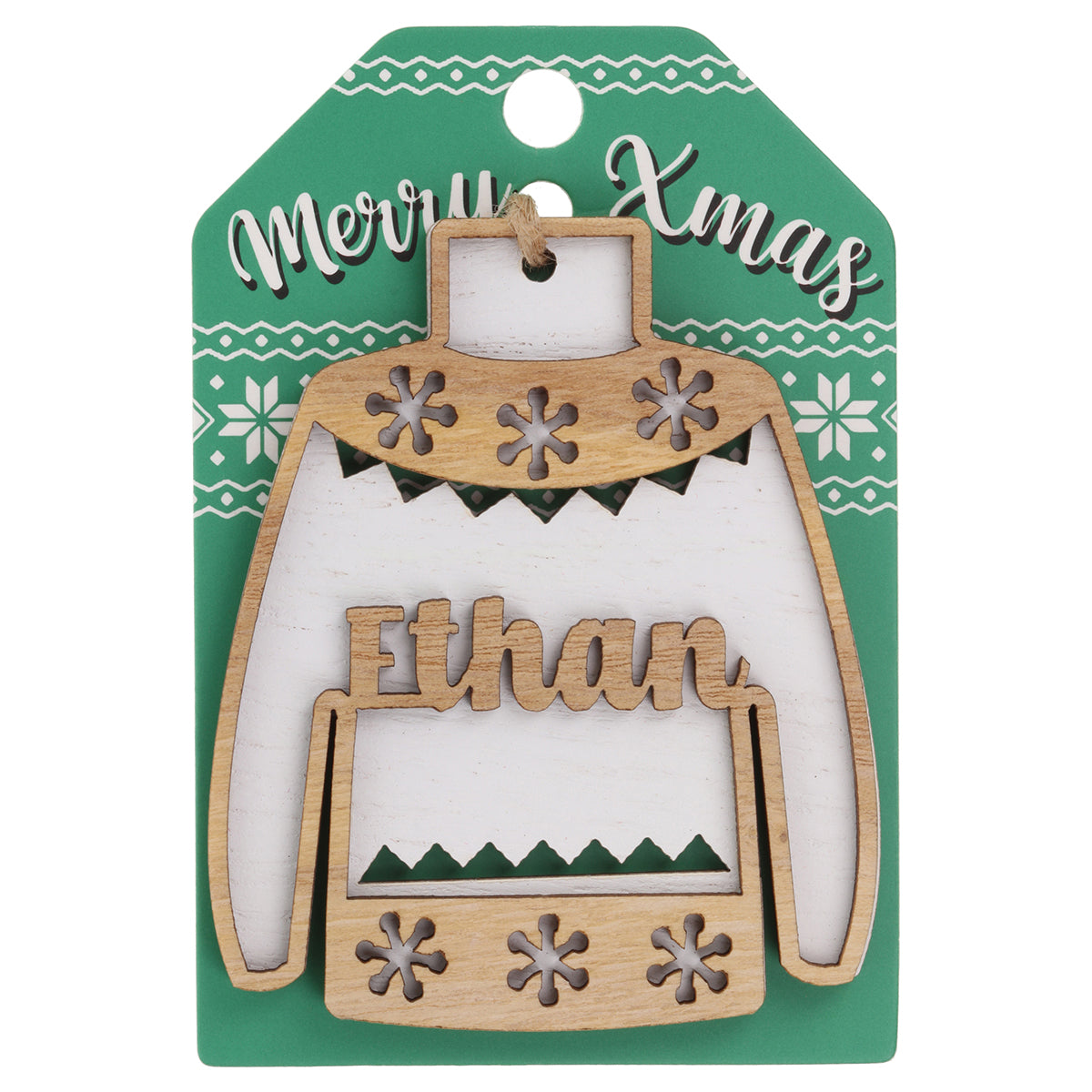 JU065 - Wooden Christmas Jumper Decoration-Ethan