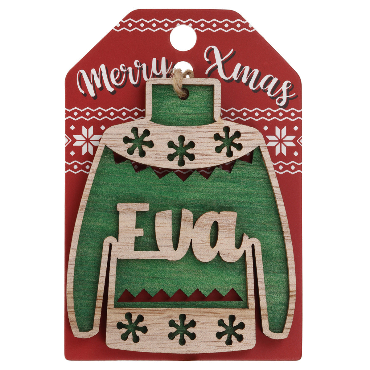 JU066 - Wooden Christmas Jumper Decoration-Eva