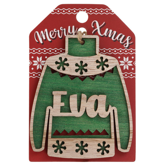 Wooden Christmas Jumper Decoration-Eva