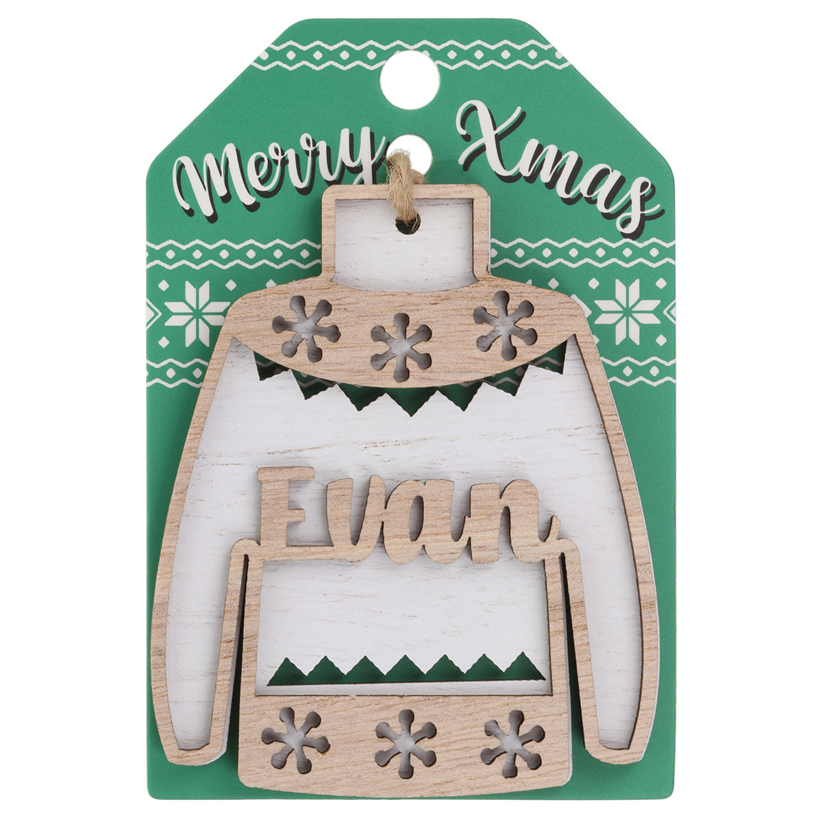 JU067 - Wooden Christmas Jumper Decoration-Evan
